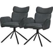 Eetkamerstoel set van 2 draaibaar antraciet met rugleuning en armleuni...