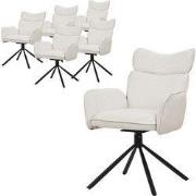 Eetkamerstoel set van 6 draaibaar Beige met rugleuning en armleuning t...
