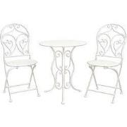 Clayre & Eef Bistroset Bistrotafel Bistrostoel 3-delig Ø 60x70 Beige I...