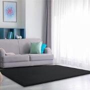 Laagpolig Effen Vloerkleed Tazira - Zwart - 140x200 cm