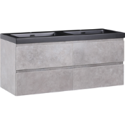 CARDIEL - Wandgemonteerde dubbele wastafelkast - Grijs - MDF