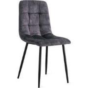 Eetkamerstoel Yerevan Velvet Antraciet - 54 cm x 88 cm x 46 cm - Fluwe...