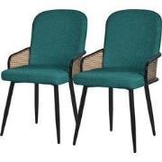 Eetkamerstoelen set van 2 petrol met arm & rugleuning, gestoffeerde st...