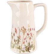 Clayre & Eef Decoratie Kan 20x13x25 cm Roze Beige Keramiek Bloemen