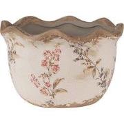 Clayre & Eef Bloempot Ø 14x9 cm Beige Roze Keramiek Bloemen