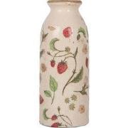 Clayre & Eef Vaas Ø 8x20 cm Beige Keramiek Aardbeien