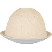 Clayre & Eef Waxinelichthouder Ø 12x8 cm Wit Porselein Honden