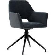 Eetkamerstoel Tess Velvet Antraciet - 85 cm x 59 cm x 58 cm - Fluweel