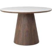 Eettafel Wit Keramiek/Walnoot - Ø115x77cm - Alba