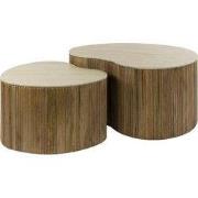 Salontafel Niervormig Beige/Hout - Set Van 2 - Nuovo