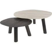 Salontafel Zwart/Grijs Travertin - Set Van 2 - Twin