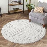Vloerkleed Focus Art - Rond - Hoogpolig - Fluffy  - Scandinavisch - Cr...