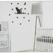 Wandplankje met met Muurstickers zwart katje