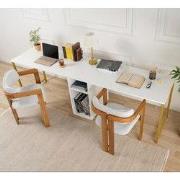 Studie bureau Melamine 240x60 cm Twin Study Desk wit en goud White Gol...