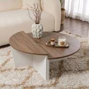 Ronde salontafel Orion walnoot en wit melamine 90x60 cm