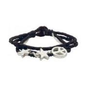 Lisbeth Dahl Copenhagen - Armband Zwart leer met wit & zilver
