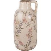 Clayre & Eef Decoratie Kan Ø 13x25 cm Beige Roze Keramiek Bloemen