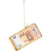 Ornament Xmas Hanger - 50 Euro Bill - Glass -11,5x2x6cm