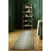 Loper - Jute Ombre Modern Laagpolig - Wol Mix - Handgeweven - Groen 60...
