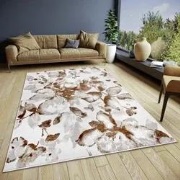 Gebloemd vloerkleed - Shine Wit/Bruin - 57 X 90 CM