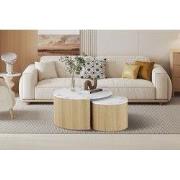 Salontafel 'Rowan' Rond Decor Marmer Beige