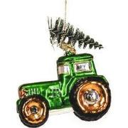 Xmas Hanger - Tractor - Glass - Green - 9x5x10cm