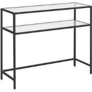 Metaalconsole met 2 glazen planken L90 cm - SELIA