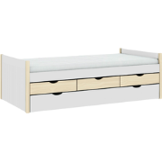 Bed met 3 lades + 1 lade voor beddengoed 90x190 cm in hoogglans wit en...