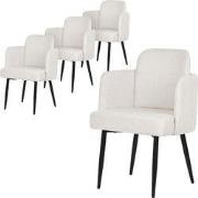 Set van 4 eetkamerstoelen met rugleuning & armleuning Beige met metale...