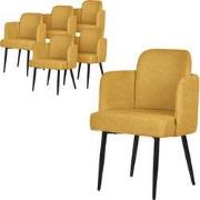 Set van 6 eetkamerstoelen met rugleuning & armleuningen mosterd met me...
