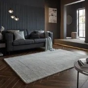 Tuscany vloerkleed - Wol - Effen - Kader Modern - Lichtgrijs - 160 X 2...