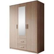 Meubella - Kledingkast Tyko - Licht eiken - 150 cm - Met spiegel