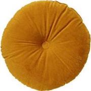 Dutch Decor OLLY - sierkussen Ø40 cm - rond velvet - Chai Tea - geel -...
