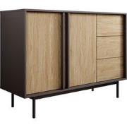 Meubella - Antigo - Dressoir - Eiken/Antraciet - 123x43x87 cm