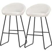 Barkruk set van 2 beige 56x94x50 cm met rugleuning en voetensteun tot ...