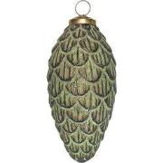 Clayre & Eef Kerstbal Ø 7 cm Groen Bruin Glas