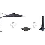 Zweefparasol Hawaii S - met voet en hoes - Zwart - 300 cm