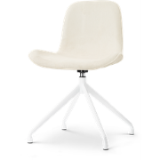 Nola-Fé draaibare eetkamerstoel rib beige - wit onderstel