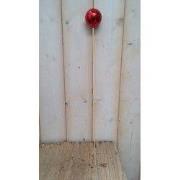 3 stuks - Kerstbal rood op stok