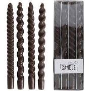 Drip diner kaars spiraal was bruin 10.2x2.7x31 cm 4 stuks