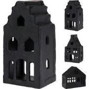Huis met theelicht 7x6x12 cm zw