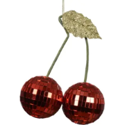 Ornament glas kersen l6b12h15 cm rood
