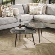 Niora Organische Salontafel Set van 2 Keramiek Fossil Black