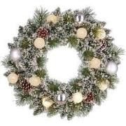 kerstkrans kaprun frosted versiering zilver 45 cm