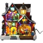 Kerstscene werkplaats kerstman met led