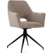 Eetkamerstoel Tess Velvet Taupe - "Taupe" - 85 cm x 59 cm x 58 cm - Fl...