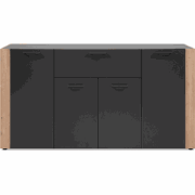 Dressoir met 4 deuren, 1 lade in antracietgrijs en ambachtelijk eiken ...