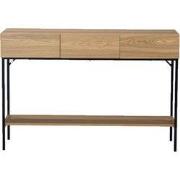 Console met 3 lades en 1 onderste plank, decor van hout en zwart metaa...