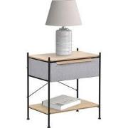 Nachtkastje 62x67,5x42,5 cm eiken van staal, MDF met stoffen lade ML D...