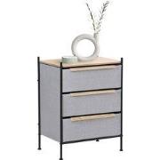 Ladekast 58x78x42,5 cm eiken van staal, MDF met 3 stoffen laden ML Des...